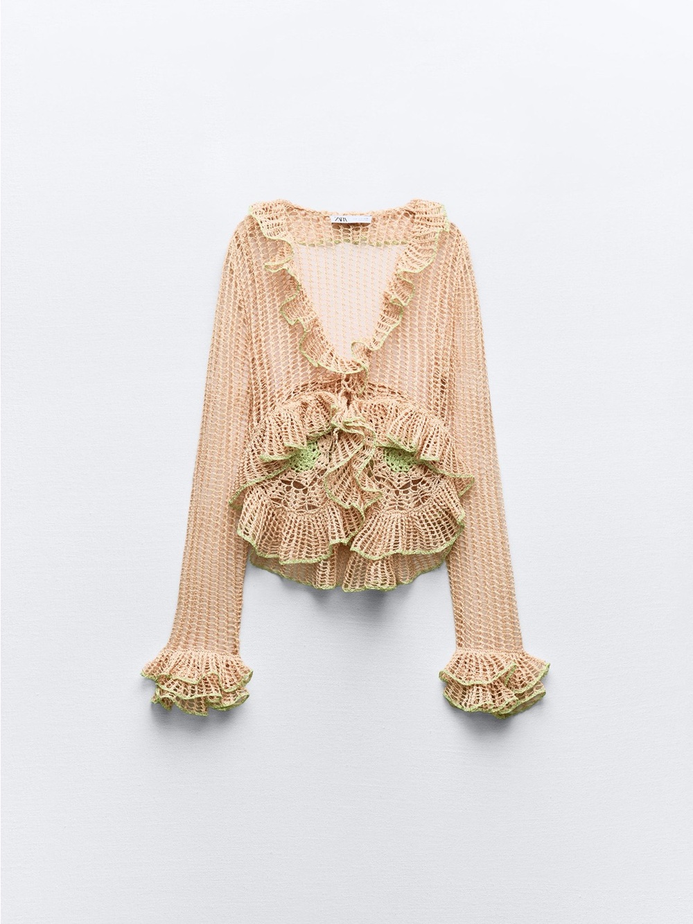 ZARA Woven Ruffle Raffia Women's Top